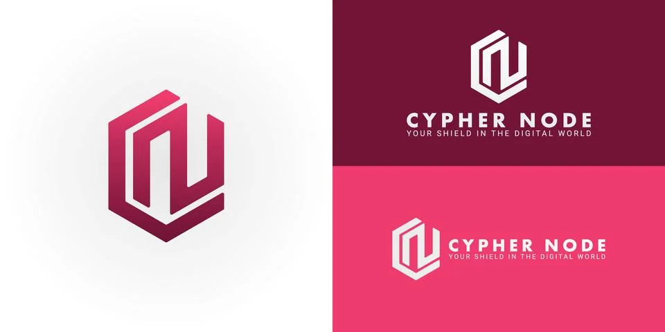 Dynamic CN emblem representing strong digital defense and network integrity. Illustrazione stock