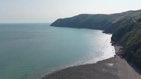 Dynamic Coastline of North Devon Viewed from the Air from Lynmouth Beach. Stock Footage 341673026