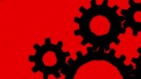 Dynamic cogs working in motion. Eight hell element machine. Stock Footage 159603631