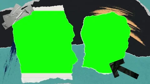 Dynamic collage style green screen elements with textured paper torn edges 스톡 동영상 341322382