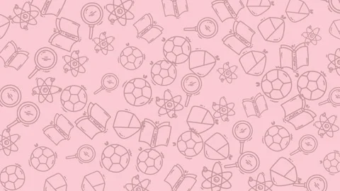 Dynamic collection of educational science and learning icons in pastel pink Stock Footage 320334590