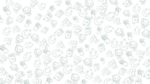 Dynamic collection of hand-drawn icons including animals, objects, and symbol 스톡 동영상 330829067