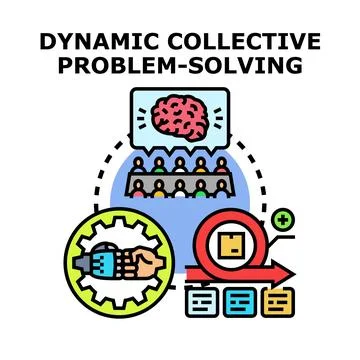 Dynamic collective problem solving concept developing effective solution Stock Illustration