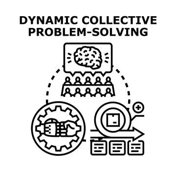 Dynamic collective problem solving concept developing effective solution Stock Illustration