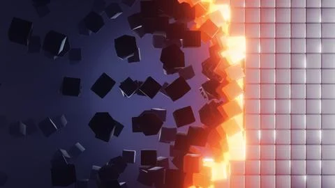 Dynamic Collision of Cubes An Exciting Abstract Energy Burst in Modern Visual Illustration