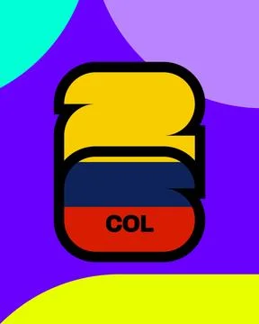 Dynamic Colombia Team Flag Number 26 Design for Football 2026 Tournament Ev.. イラスト素材
