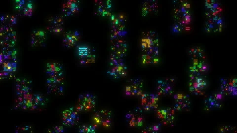 Dynamic color spots. Abstract background with a digital signal. VHS real defects Stock Footage 115528062