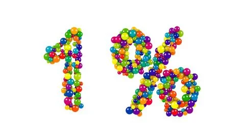 Dynamic colored marbles forming 1 percent Stock Illustration