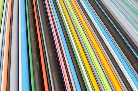 Dynamic colorful abstract pattern of parallel lines in diverse hues Stock Photos
