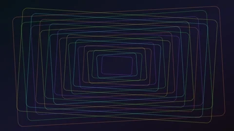 Dynamic Colorful Abstract Rectangular Lines Expanding Outwards on Dark Back.. Video stock 340538888