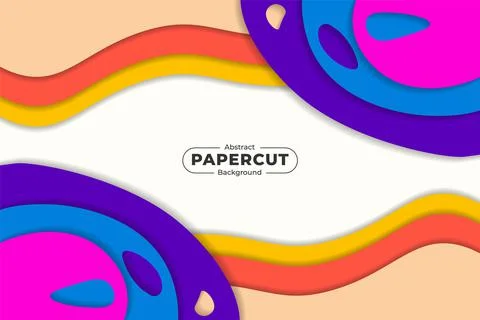 Dynamic Colorful Abstract Shape Paper cut Style Background with Shadow Effect Stock Illustration