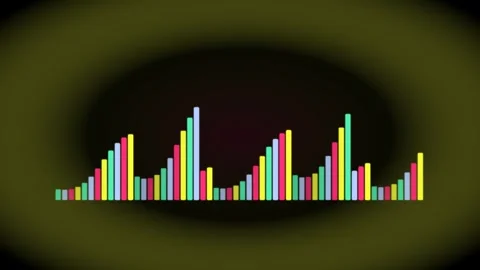 Dynamic colorful audio equalizer bars moving up and down on a dark backgrou.. Stock Footage 340491907