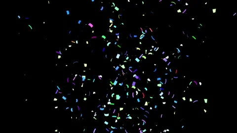 Dynamic colorful confetti falling down animation on black background Stock Footage 327522645