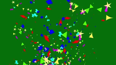 Dynamic Colorful Confetti Falling Through the Air on Green Background 4K Video stock 343436520