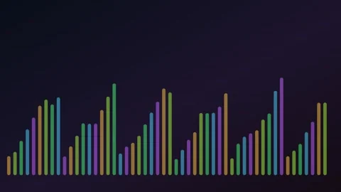 Dynamic Colorful Equalizer Bars Moving Up and Down on Dark Background Abstr.. Stock Footage 340469118