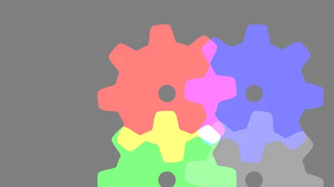 Dynamic Colorful Gear Patterns with Elegant Overlays and Motion Fluidity Stock Footage 291096440