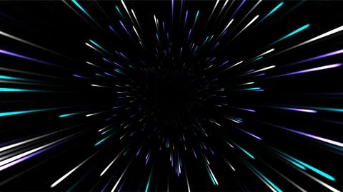 Dynamic Colorful Light Streaks in Hyperspace Tunnel Effect. Stock Illustration