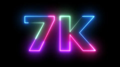 Dynamic Colorful Neon 7K Text Animation on Black Background Loopable Motion.. 動画素材 330418194