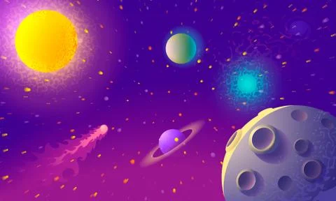 Dynamic Colorful Outer Space background. Vector illustration. Illustrazione stock