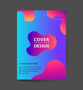 Dynamic colorful poster set with fluid shapes, bright gradients, modern conce Stock Illustration