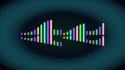 Dynamic colorful sound equalizer bars animating on a dark background repres.. Video stock 340499363