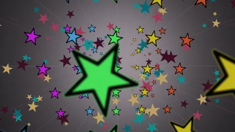 Dynamic Colorful Star Pattern Floating Forward Stock Footage 300968014