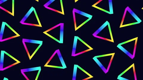 Dynamic colorful triangle pattern on black background Stock Footage 297607697