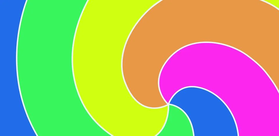 Dynamic colorful vortex design featuring bold segments of blue, green, yellow Stock Illustration