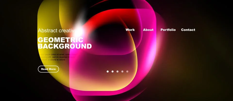 Dynamic colorful website design. Abstract shapes, gradients, text elements 库存插图
