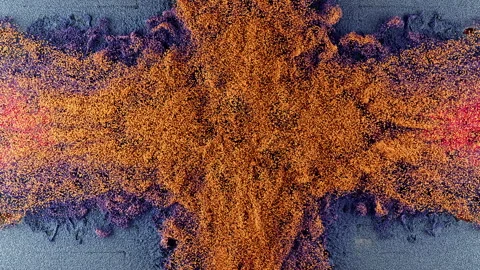 Dynamic Colourful Particle Ground Impact Stock Footage 315210847