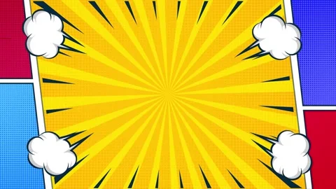 Dynamic Comic Book Action Background Loop With Yellow Sunburst Panels Stock Footage 334683455