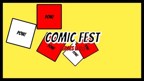 Dynamic comic book pop art background with colorful 'POW!' sound effects Stock Footage 336805140