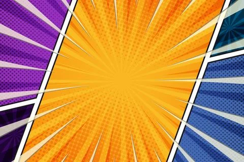 Dynamic Comic Book Speed Line Background Panel with Sunburst Rays Stock Illustration