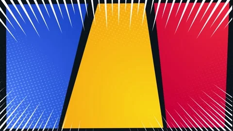 Dynamic Comic Book Strip Background With Colorful Panels And Halftone Stock Footage 334683467