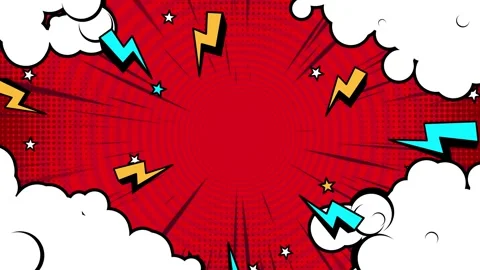 Dynamic Comic Book Style Background with Clouds and Lightning. 스톡 동영상 320465680