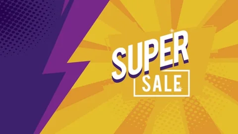Dynamic comic book style motion graphic with animated text super sale. Stock Footage 333354677
