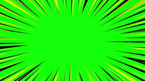 Dynamic comic book style speed lines and starburst effect on green screen Stock Footage 332034933