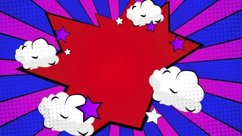 Dynamic comic design with bright colorful and explosive elements  Stock Footage 293268807