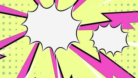 Dynamic comic design with yellow pink explosive elements seamless 4k video Stock Footage 293263626
