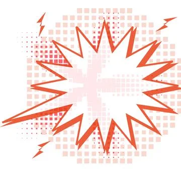 Dynamic Comic Explosion Speech Bubble Vector Illustration with Halftone Bac.. Stock Illustration