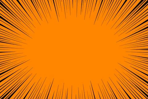 Dynamic comic style radial burst with black speed lines on bright orange Stock Illustration