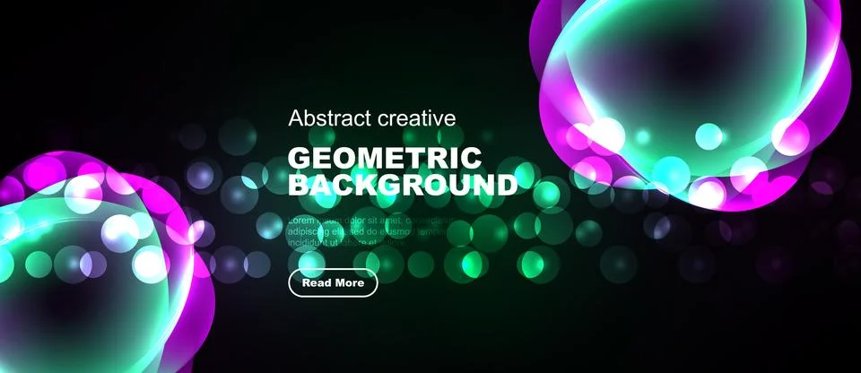 Dynamic composition features vibrant circles, gradients. Modern design with.. Stock Illustration