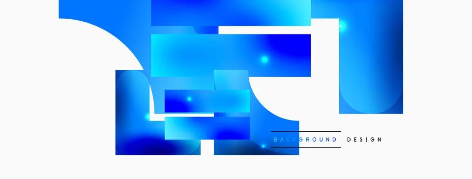 Dynamic composition, shiny geometric shapes abstract background. Trendy techno Stock Illustration