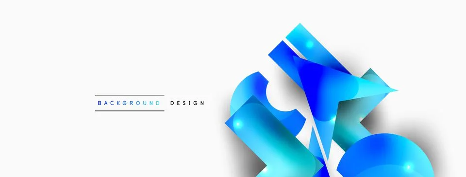 Dynamic composition, shiny geometric shapes abstract background. Trendy techno Stock Illustration
