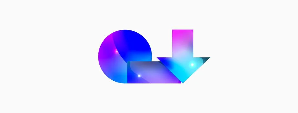 Dynamic composition, shiny geometric shapes abstract background. Trendy techno Stock Illustration