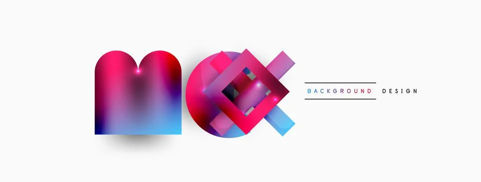 Dynamic composition, shiny geometric shapes abstract background. Trendy techno Stock Illustration