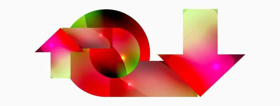 Dynamic composition, shiny geometric shapes abstract background. Trendy techno Stock Illustration