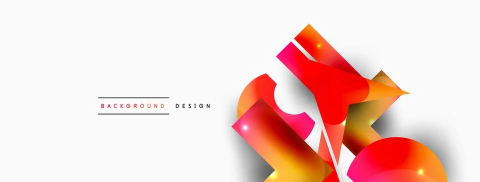 Dynamic composition, shiny geometric shapes abstract background. Trendy techno Stock Illustration