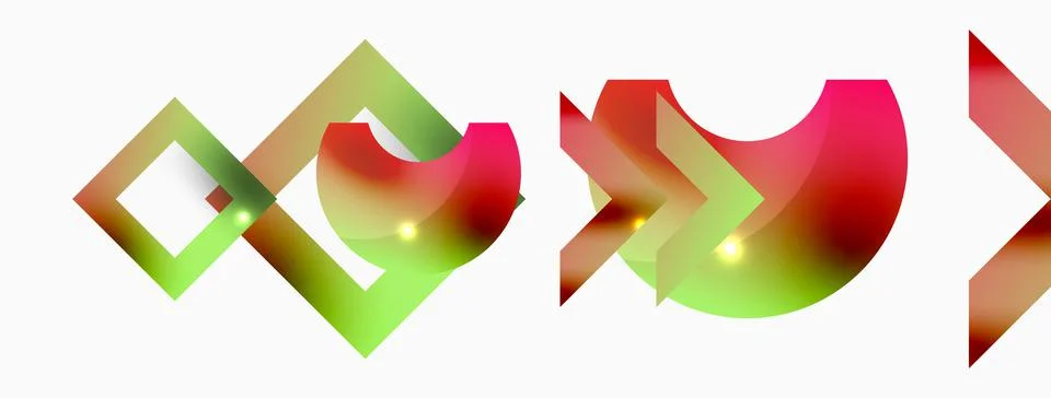 Dynamic composition, shiny geometric shapes abstract background. Trendy techno Stock Illustration