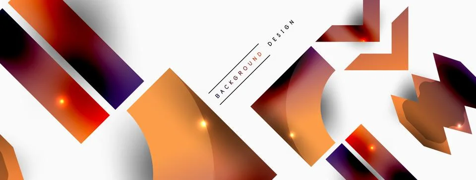 Dynamic composition, shiny geometric shapes abstract background. Trendy techno Stock Illustration